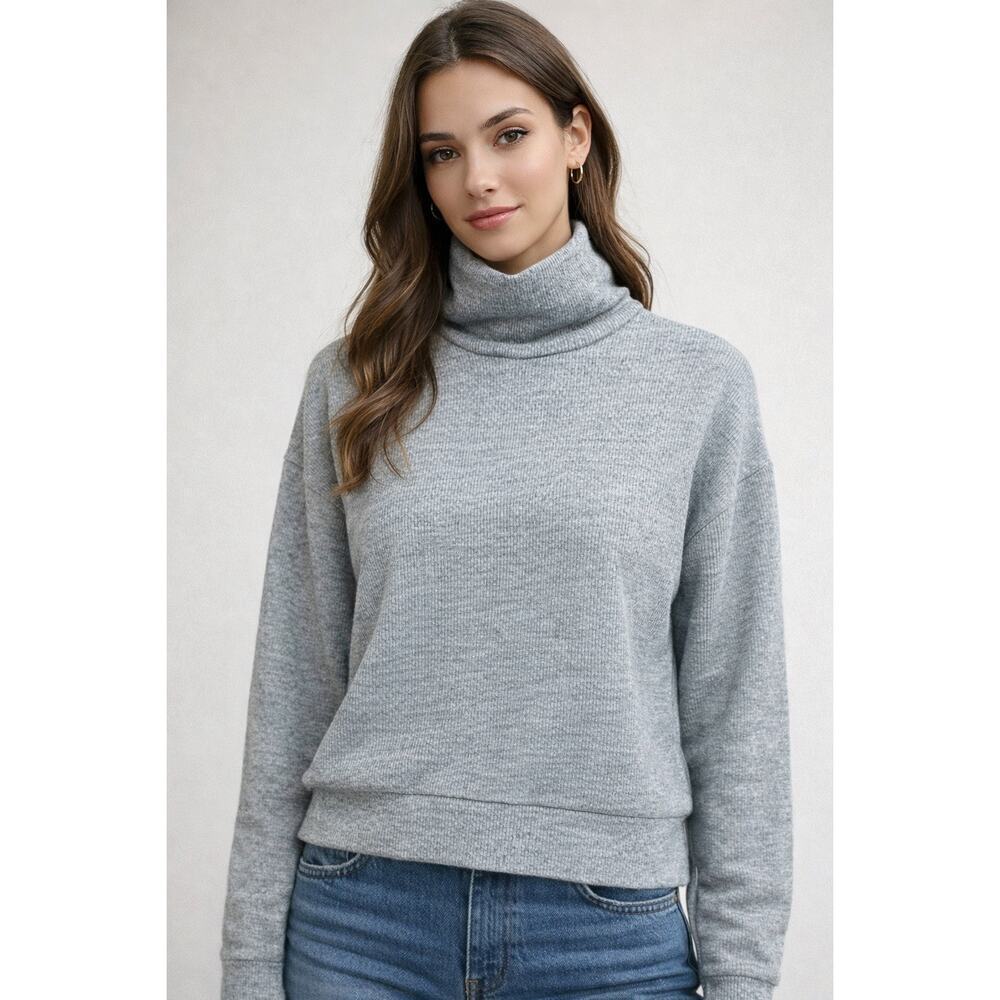 OGL Sweater Turtleneck Ribbed Heather Grey Size Small NEW